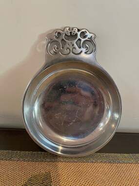Vintage Nambe #223 Retired Metal Serving Bowl or Trinket Tray w Handle